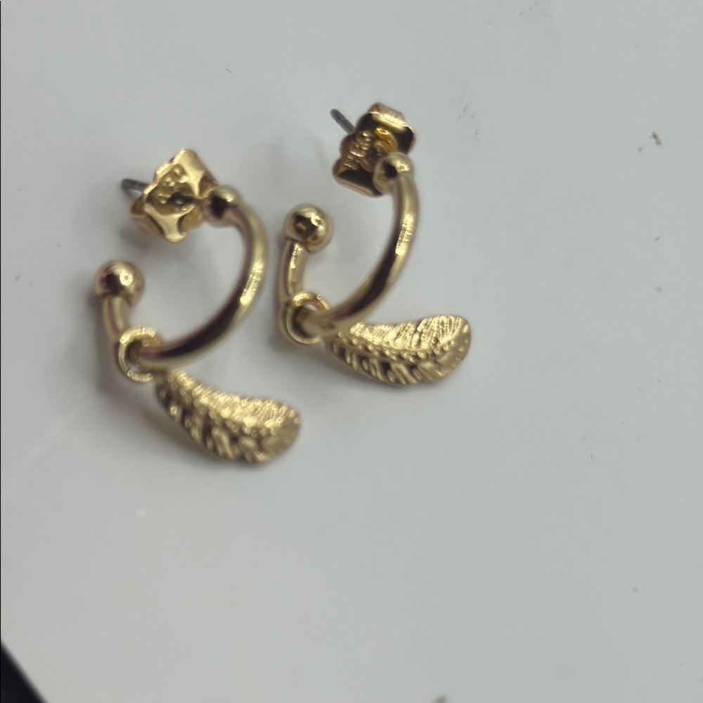 Gold  feather hoop  Earrings